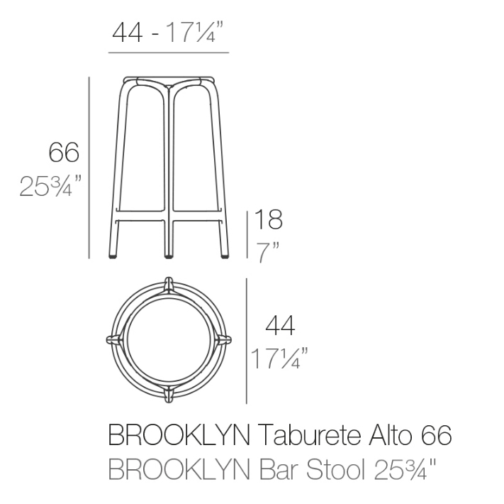 Табурет пластиковый полубарный Brooklyn Basic