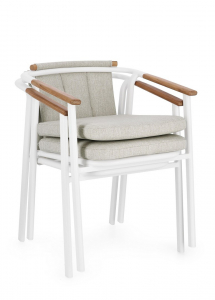 Кресло металлическое с подушками Garden Relax Leonida алюминий, тик, олефин белый Фото 5