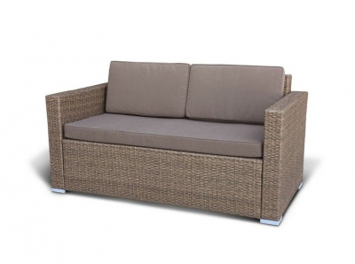 Диван плетеный двухместный Afina S52B-W56 Light brown искусственный ротанг, сталь светло-коричневый Фото 2