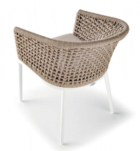 Кресло плетеное мягкое Grattoni Cuba алюминий, роуп, олефин белый, шампанское Фото 5