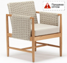 Кресло деревянное плетеное с подушкой Tagliamento Nora каштан, искусственный ротанг, олефин Фото 1