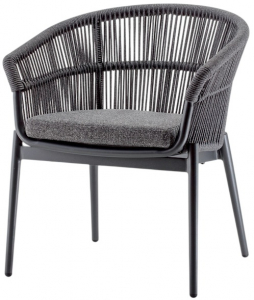 Кресло плетеное с подушкой Grattoni Tropea алюминий, роуп, олефин антрацит, темно-серый, угольный Фото 1
