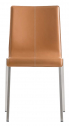 Стул с мягкой обивкой PEDRALI Kuadra сталь, натуральная кожа сатинированный стальной, коричневый Фото 1