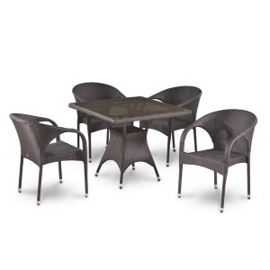 Комплект плетеной мебели Afina T220BBT/Y290B-W52 Brown 4Pcs искусственный ротанг, сталь коричневый Фото 1