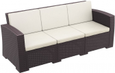 Диван пластиковый плетеный трехместный с подушками Siesta Contract Monaco Lounge XL стеклопластик, полиэстер коричневый Фото 1