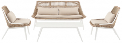 Комплект плетеной мебели Grattoni Como алюминий, искусственный ротанг, олефин белый, натуральный, шампанское Фото 1