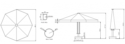 Зонт профессиональный Ø3 м THEUMBRELA SEMSIYE EVI Lux Telescopic Manuel алюминий, акрил Фото 2