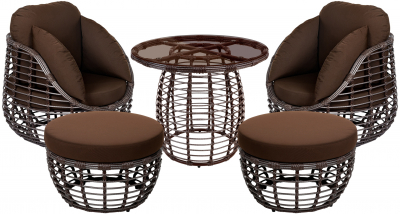 Комплект плетеной мебели ReeHouse Lotus алюминий, искусственный ротанг, олефин, стекло шоколад металлик, коричневый, бронза Фото 1