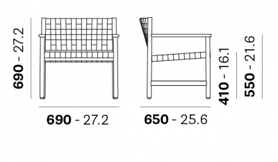 Кресло лаунж деревянное плетеное PEDRALI Griante тик, роуп натуральный, кофе Фото 2