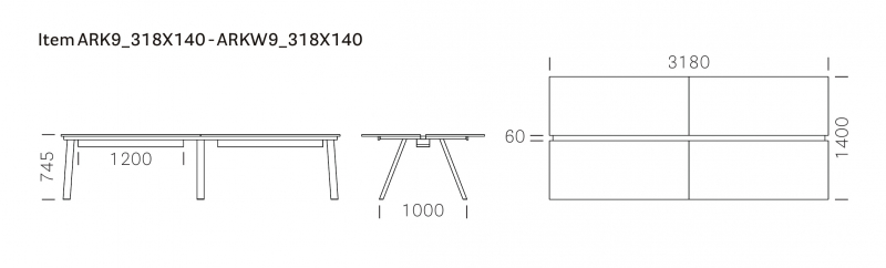 Стол ламинированный с каналом для протяжки проводов Arki-Table Desk