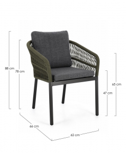 Кресло плетеное с подушками Garden Relax Galdana алюминий, роуп, полипропилен угольный, зеленый Фото 2