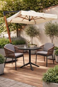 Кресло плетеное с подушками Tagliamento Favorita алюминий, роуп, акрил антрацит, темно-коричневый, темно-серый Фото 6