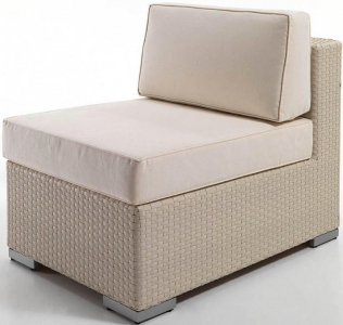 Модуль одинарный плетеный RosaDesign Habana Modulare алюминий, искусственный ротанг, ткань слоновая кость Фото 1