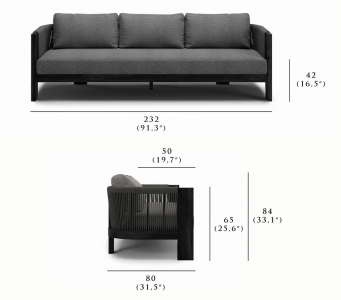 Диван трехместный с подушками SNOC Ralph Nightfall тик, роуп, акрил sunbrella ночь Фото 2