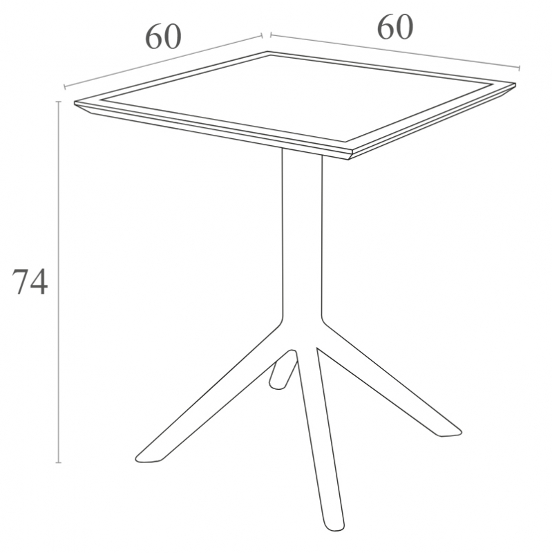 Стол пластиковый складной Sky Folding Table 60, белый, 600х600х740 мм