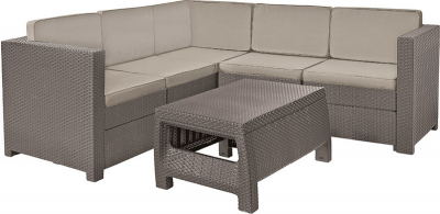 Комплект пластиковой мебели Keter Provence set with coffee table пластик с имитацией плетения капучино, песочный Фото 1