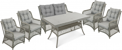 Комплект плетеной мебели ReeHouse Titulo алюминий, искусственный ротанг, олефин, стекло лунный свет, серый Фото 1