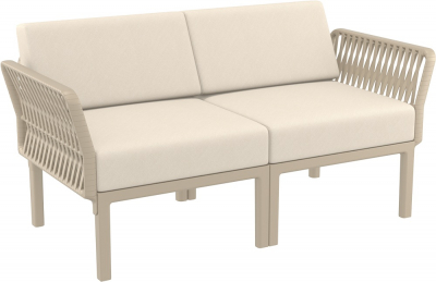 Диван пластиковый двухместный с подушками Siesta Contract Portofino Lounge стеклопластик, полипропилен, полиэстер бежевый, бежевый Фото 1