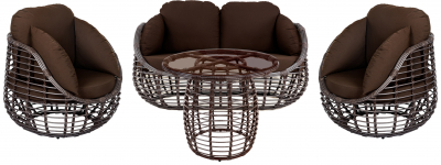 Комплект плетеной мебели ReeHouse Lotus алюминий, искусственный ротанг, олефин, стекло шоколад металлик, коричневый, бронза Фото 1