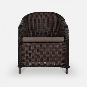 Кресло плетеное с подушкой ReeHouse Primo алюминий, искусственный ротанг, олефин шоколад металлик, серый Фото 8