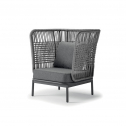 Кресло лаунж плетеное с подушками Grattoni Yolk алюминий, роуп, олефин антрацит, темно-серый, угольный Фото 4