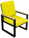 Кресло металлическое с подушками ReeHouse Quadro алюминий, ясень, олефин черный, желтый, ясень светло-серый Фото 1
