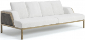 Диван деревянный с подушками Ethimo Grand Life тик, роуп, акрил натуральный тик, белый Фото 1