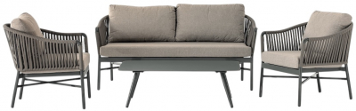 Комплект плетеной мебели Grattoni Monaco алюминий, роуп, олефин антрацит, тортора, коричневый Фото 1