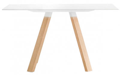 Стол ламинированный PEDRALI Arki-Table Wood дуб, алюминий, компакт-ламинат HPL беленый дуб, белый Фото 1