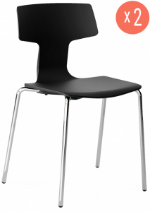 Комплект пластиковых кресел Colos Split 1 Set 2 сталь, полипропилен, стекловолокно хромированный, черный Фото 1