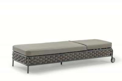 Лежак плетеный с матрасом Grattoni Panama алюминий, роуп, текстилен антрацит, коричневый, тортора Фото 4