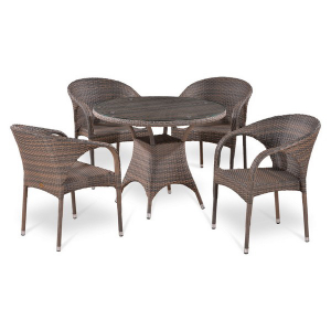Комплект плетеной мебели Afina T220CG/Y290BG-W1289 Pale 4Pcs искусственный ротанг, сталь палевый Фото 1
