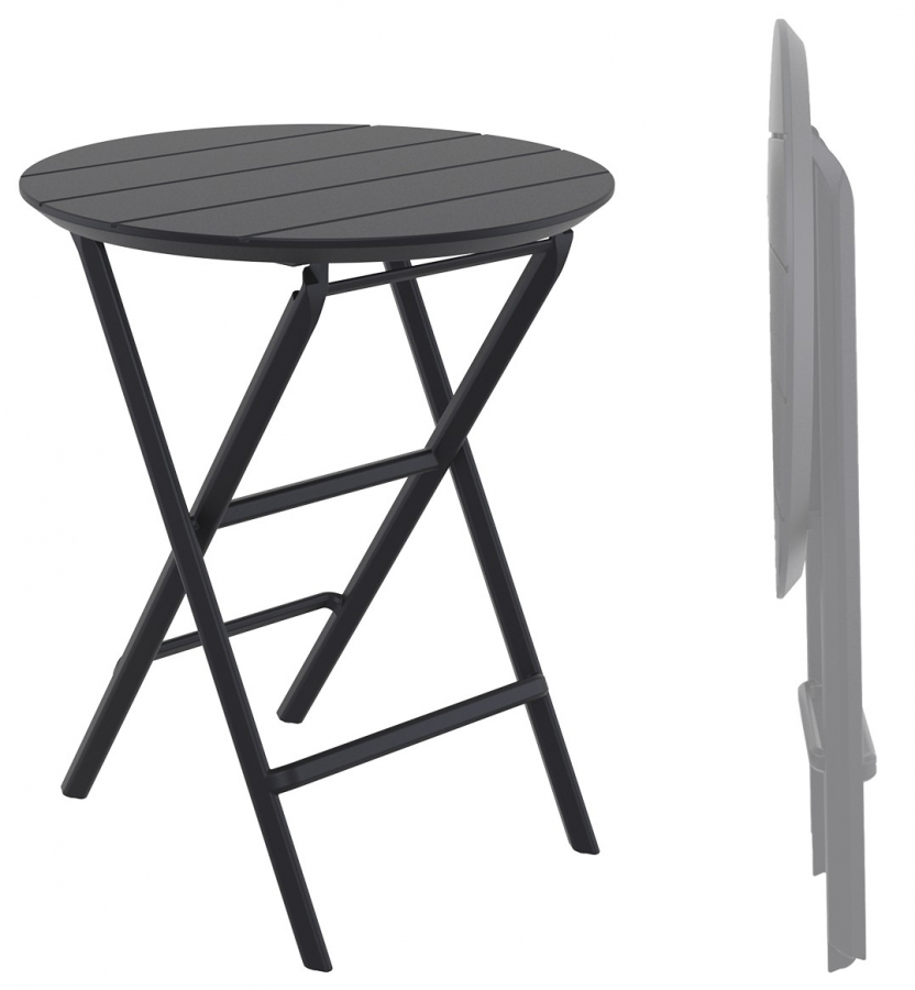 Стол пластиковый складной Helen Folding Table Ø60, черный, Ø600х740 мм