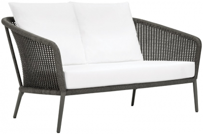 Диван двухместный плетеный с подушками JANUS et Cie Knot алюминий, роуп, акрил сланцевый Фото 1