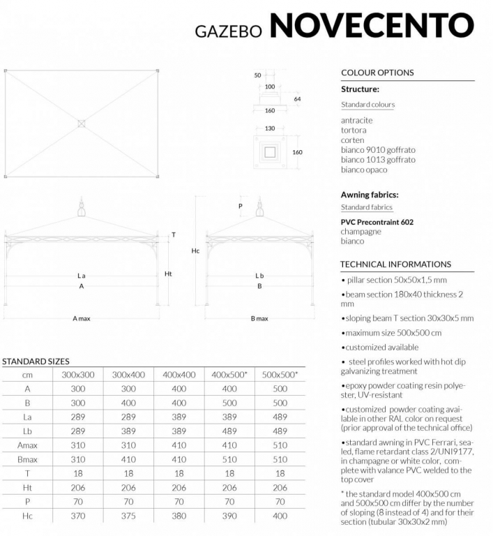 Шатер квадратный Novecento