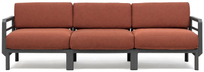 Диван пластиковый с подушками Nardi Maximo 3 стеклопластик, Sunbrella базальт, корица Фото 8