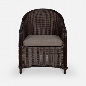 Кресло плетеное с подушкой ReeHouse Primo алюминий, искусственный ротанг, олефин шоколад металлик, серый Фото 9