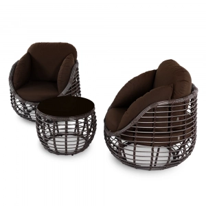 Кресло плетеное с подушками ReeHouse Lotus алюминий, искусственный ротанг, олефин шоколад металлик, коричневый Фото 6