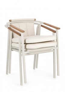 Кресло металлическое с подушками Garden Relax Leonida алюминий, тик, олефин бежевый Фото 7