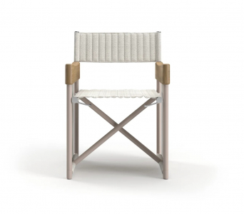 Кресло металлическое складное SNOC Sestri Bisque алюминий, тик, текстилен бежевый Фото 4