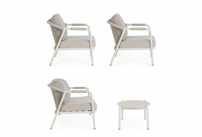 Комплект металлической лаунж мебели Garden Relax Miravet алюминий, роуп, ткань, натуральный камень белый, бежевый Фото 7