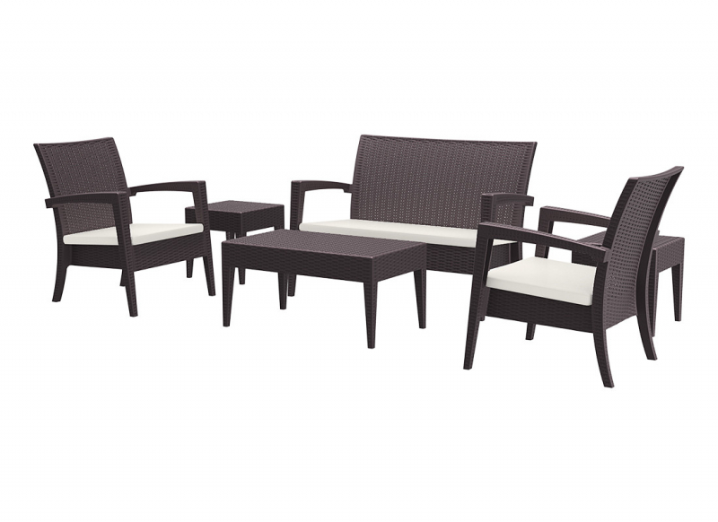 Диван пластиковый плетеный двухместный с подушкой Miami Lounge Sofa