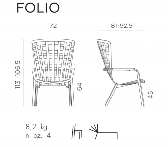 Лаунж-кресло пластиковое с подушкой Nardi Folio стеклопластик, акрил Sunbrella тортора, розовый Фото 2