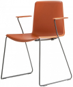 Кресло пластиковое на полозьях PEDRALI Tweet сталь, стеклопластик черный, оранжевый Фото 1