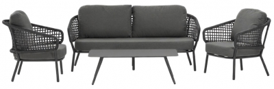 Комплект плетеной мебели Grattoni Atol алюминий, роуп, олефин антрацит, темно-серый, серый Фото 1