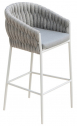 Кресло плетеное барное с подушкой Jati & Kebon Fortuna Sock алюминий, полипропилен, ткань белый, светло-серый Фото 9