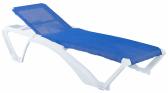 Шезлонг-лежак пластиковый Resol Marina Beach полипропилен, стекловолокно, текстилен белый, синий Фото 4