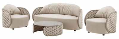 Комплект лаунж мебели Grattoni Mojo алюминий, роуп, олефин тортора, бежевый, тортора Фото 1