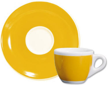 Кофейная пара для эспрессо Ancap Verona Millecolori фарфор желтый, деколь чашка, ручка, блюдце Фото 1