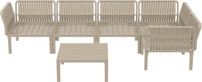 Комплект пластиковой мебели Siesta Contract Portofino Lounge Corner стеклопластик, полипропилен, полиэстер бежевый, светло-коричневый Фото 15